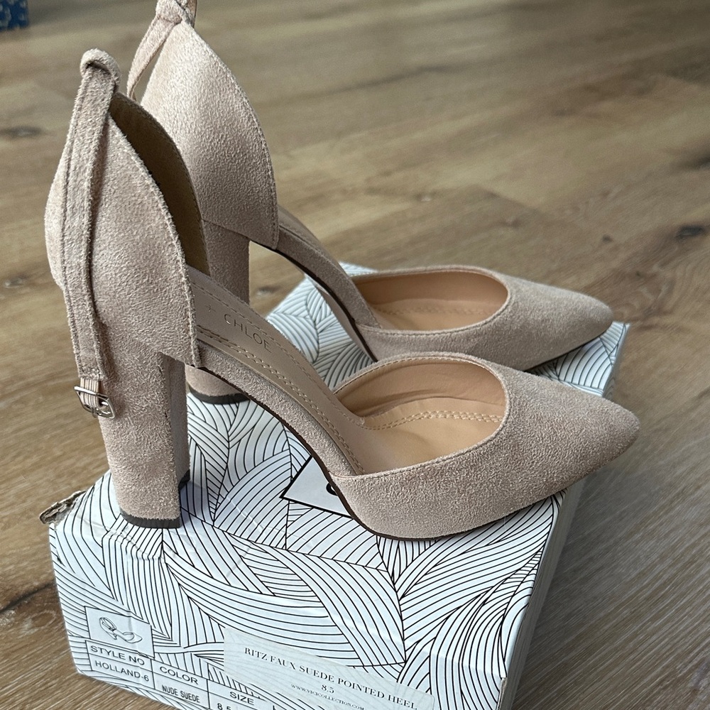 Chase + Chloe Tan Suede Heels